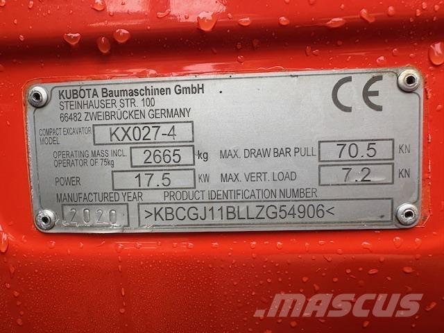 Kubota KX027-4 Väikeekskavaatorid 7t-12t