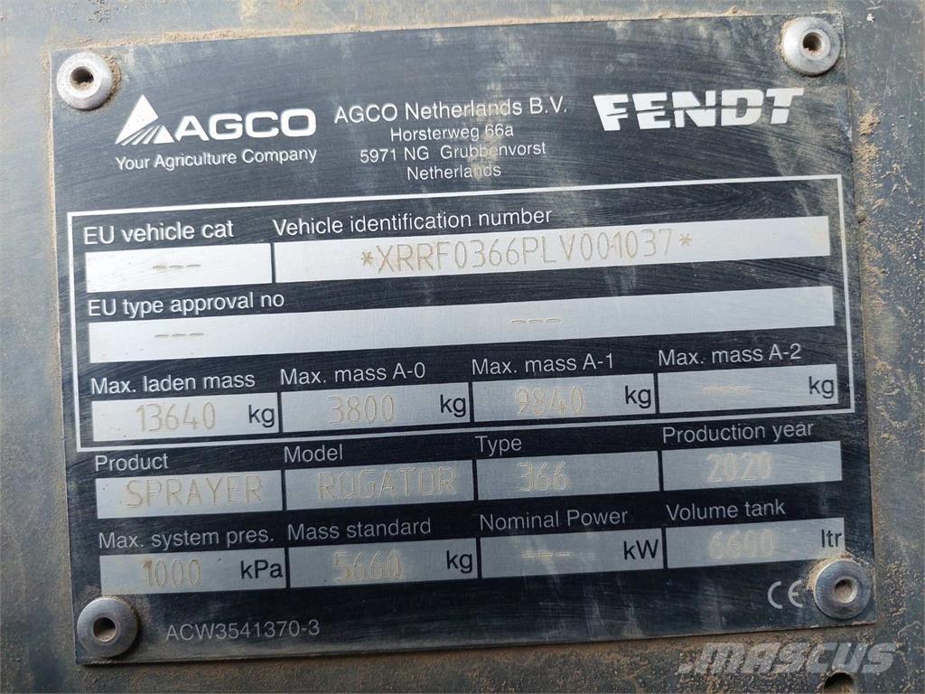 Fendt ROGATOR 366 Haagispritsid