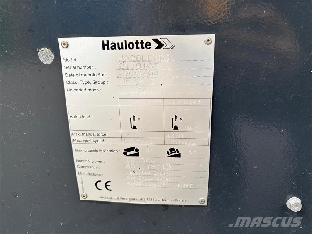 Haulotte HA20LE PRO Iseliikuvad poomtõstukid
