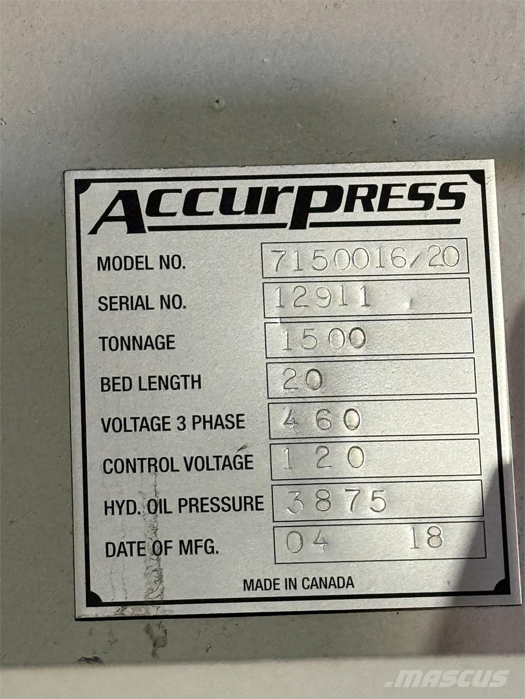  ACCURPRESS 7150016/20 Muu