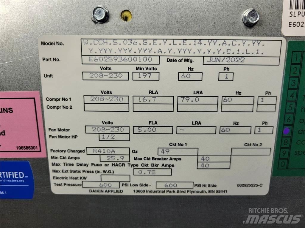  DAIKIN Enfinity 036 Kütte- ja sulatusseadmed