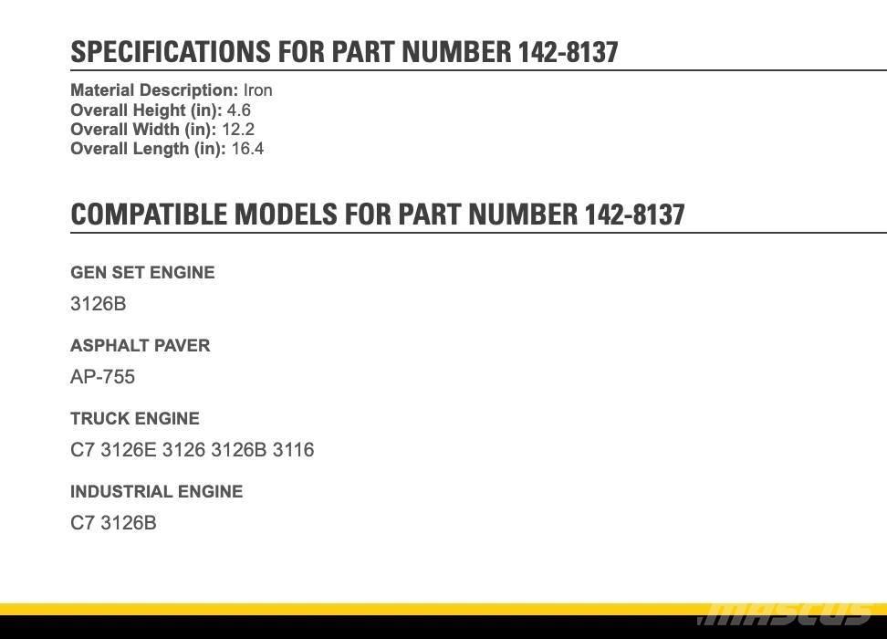 CAT 3126 Muud osad