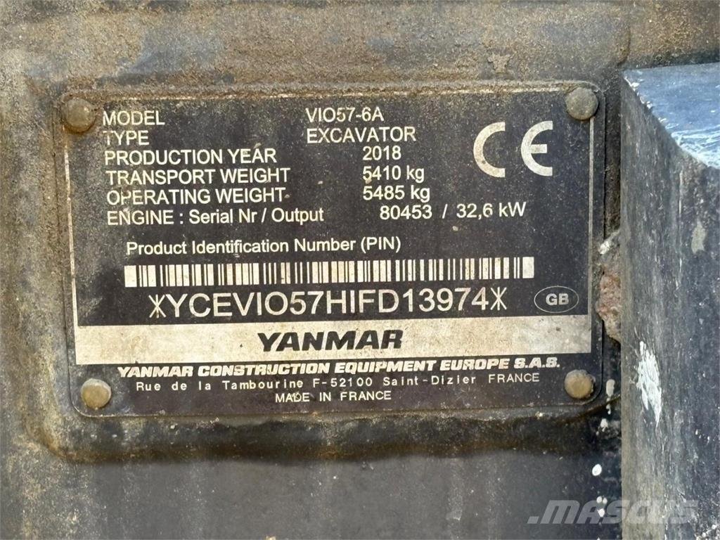Yanmar VIO 57-6A Miniekskavaatorid < 7 t