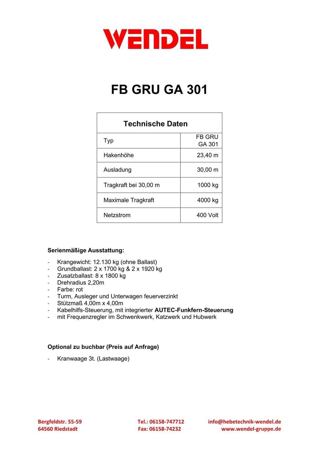 FB GRU GA 301 Tornkraanad