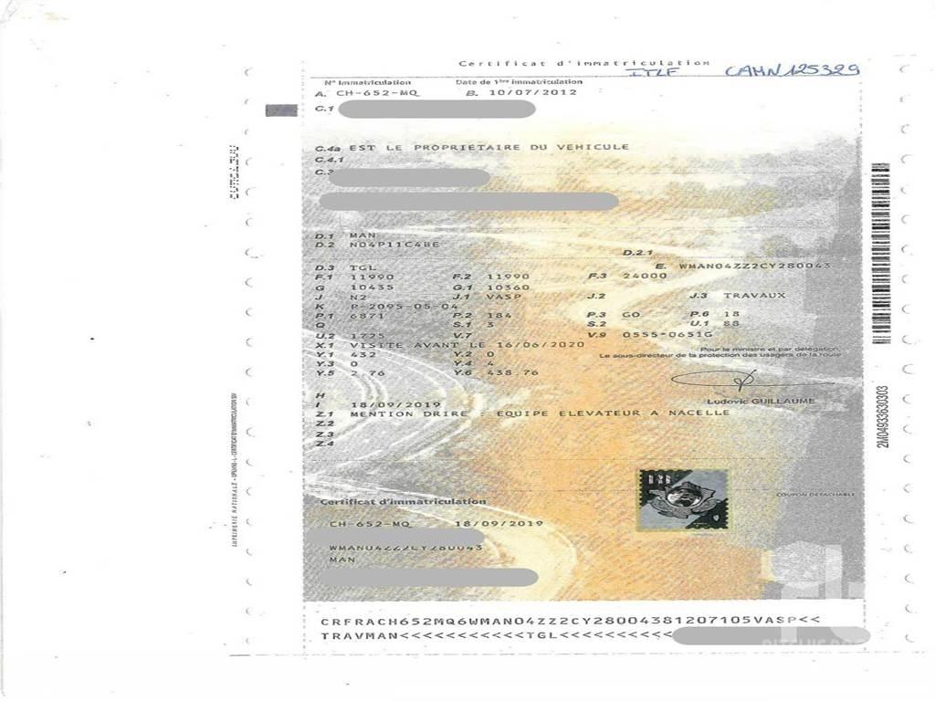 MAN TGL12.250 Järelveetavad korvtõstukid