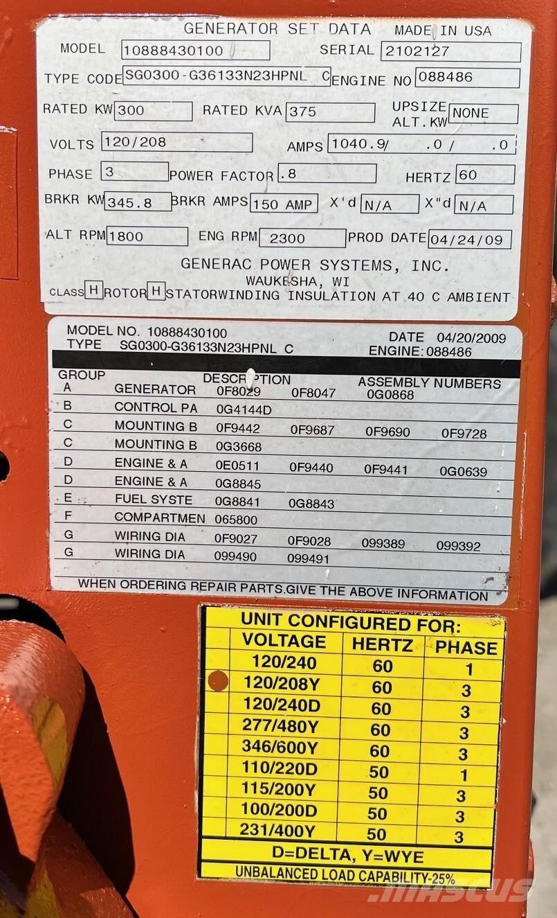 Generac SG300 Gaasigeneraatorid