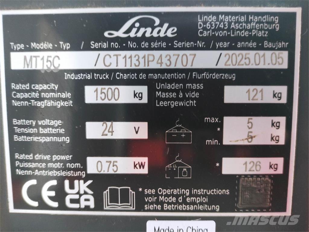Linde MT15C Elektriline alusesiirdaja