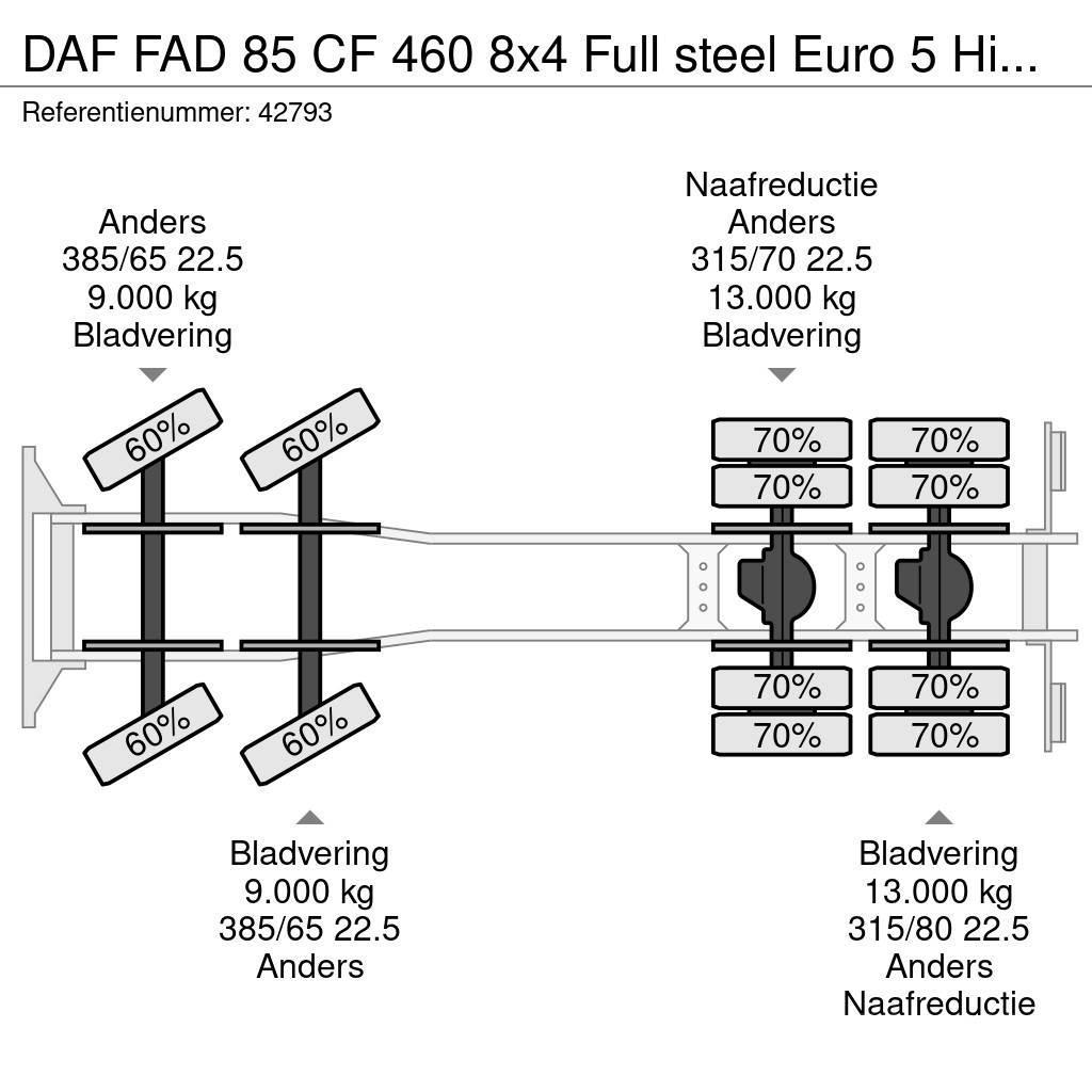 DAF FAD 85 CF 460 8x4 Full steel Euro 5 Hiab 20 Tonmet Konksliftveokid