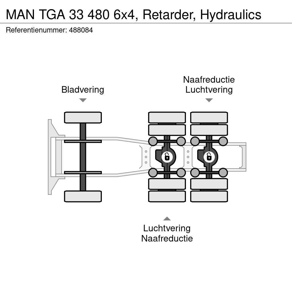 MAN TGA 33 480 6x4, Retarder, Hydraulics Sadulveokid