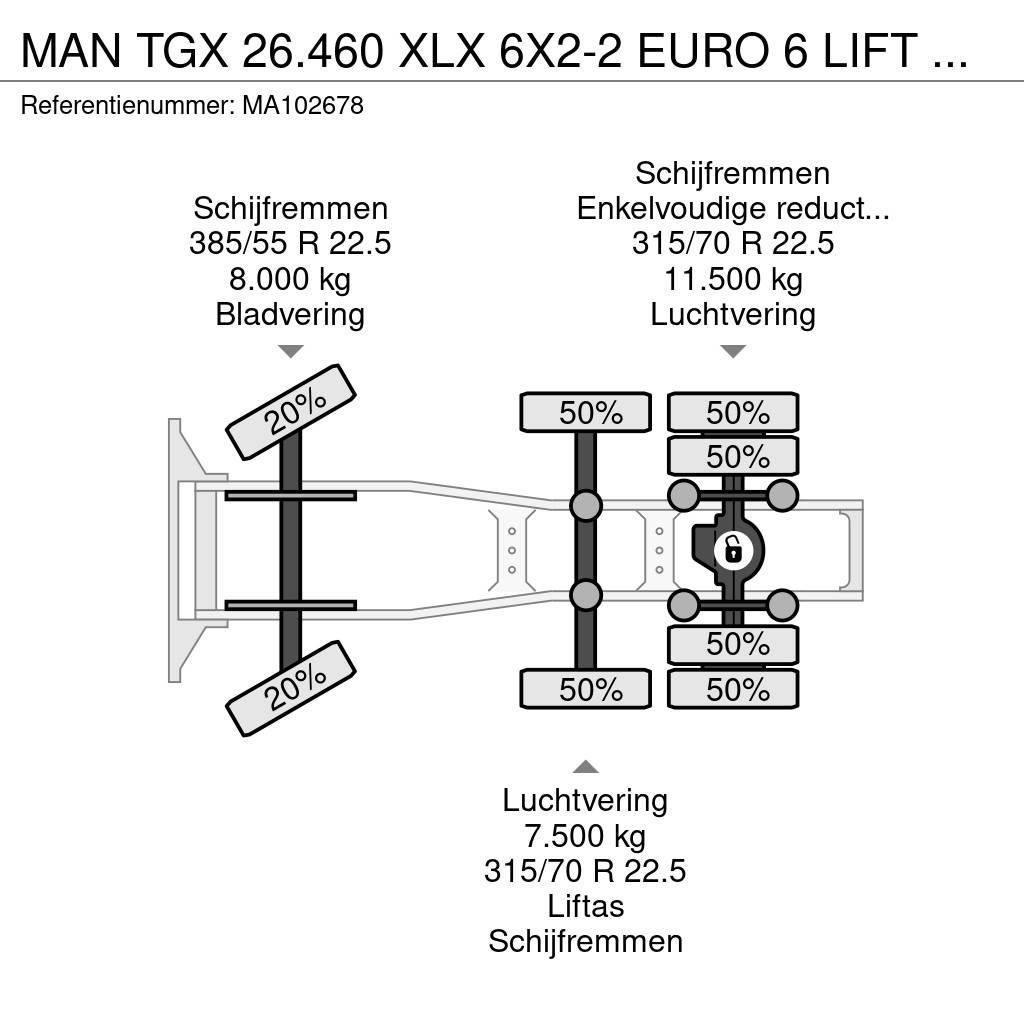 MAN TGX 26.460 XLX 6X2-2 EURO 6 LIFT AXLE Sadulveokid