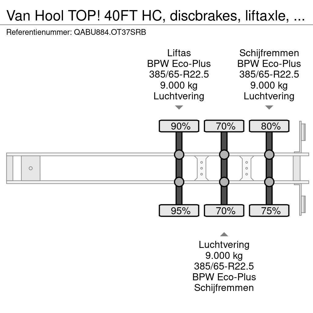 Van Hool TOP! 40FT HC, discbrakes, liftaxle, empty-weight: Konteinerveo poolhaagised