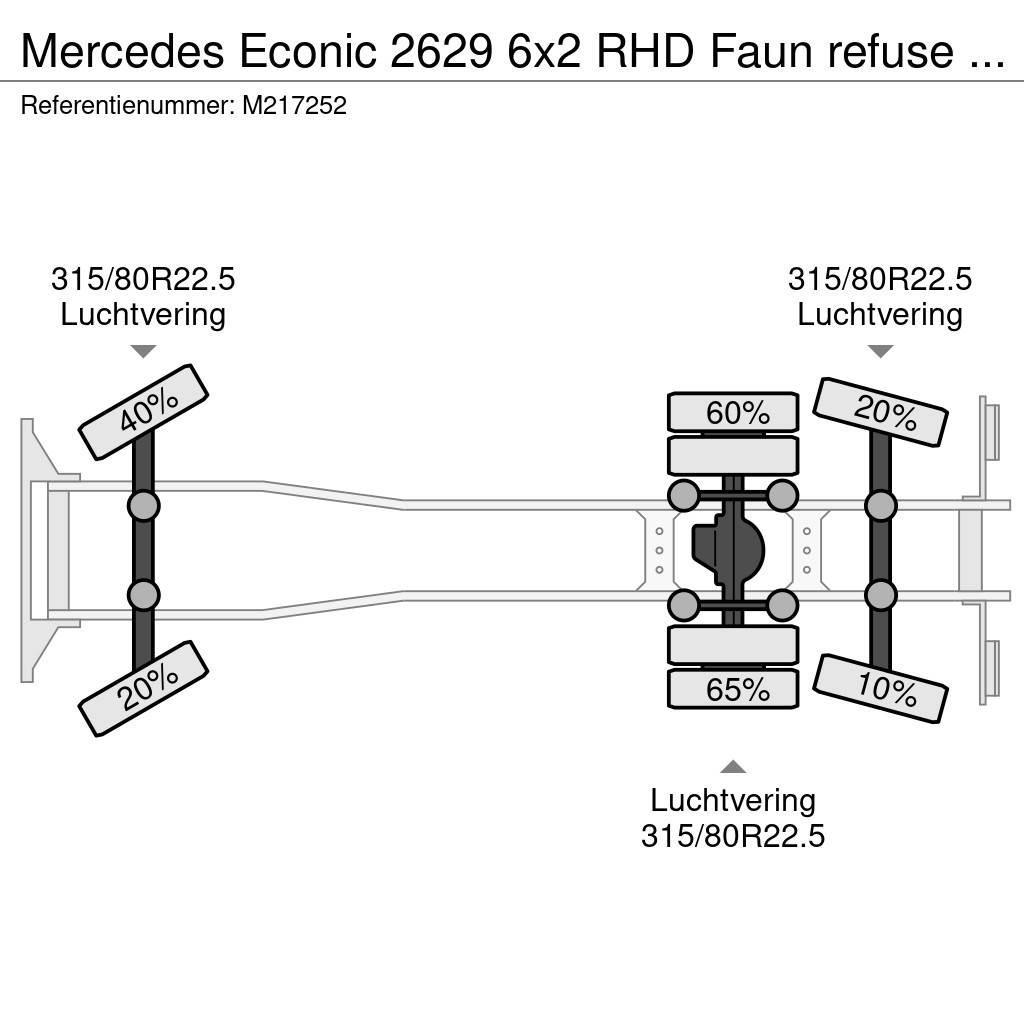 Mercedes-Benz Econic 2629 6x2 RHD Faun refuse truck Prügiautod