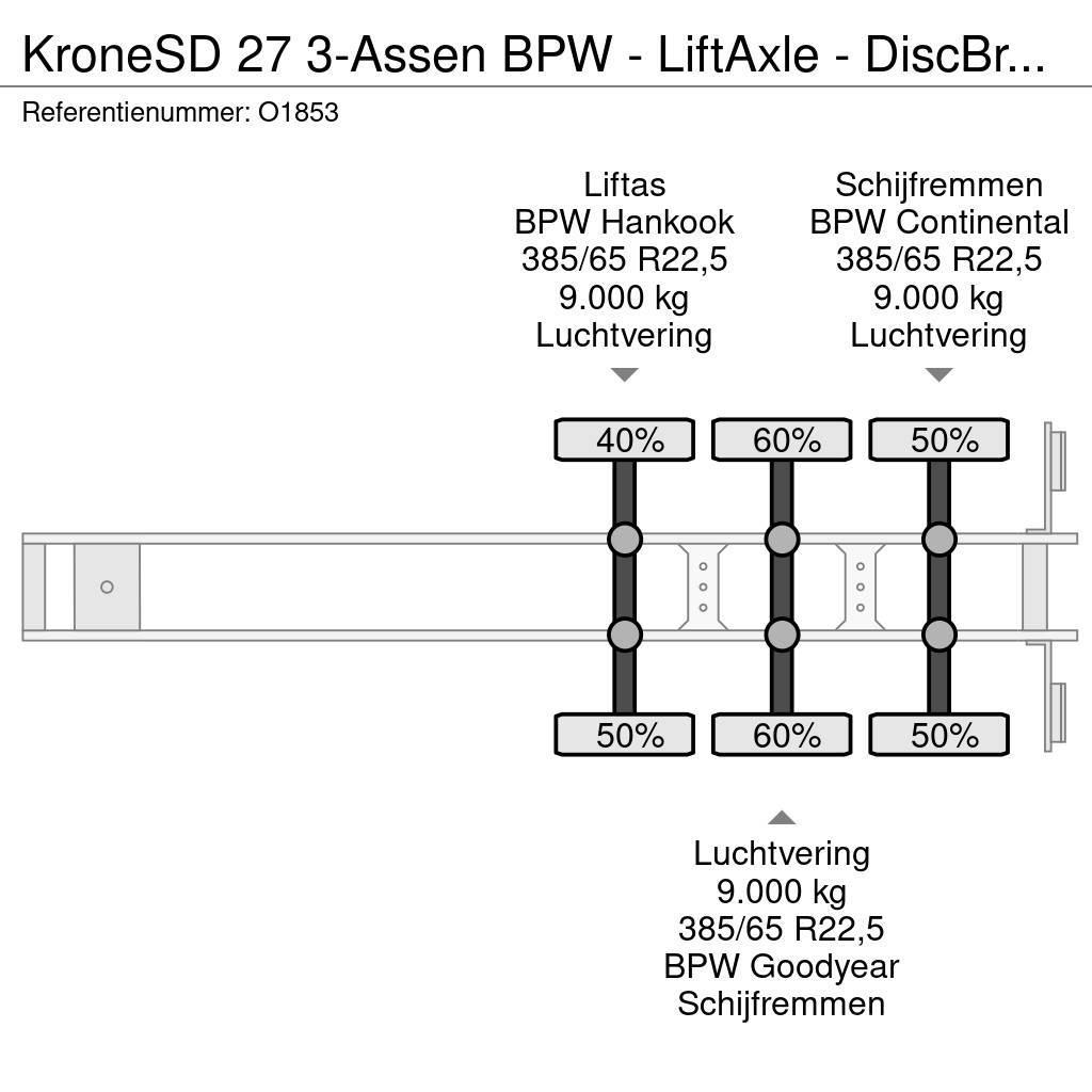Krone SD 27 3-Assen BPW - LiftAxle - DiscBrakes - 5510kg Konteinerveo poolhaagised