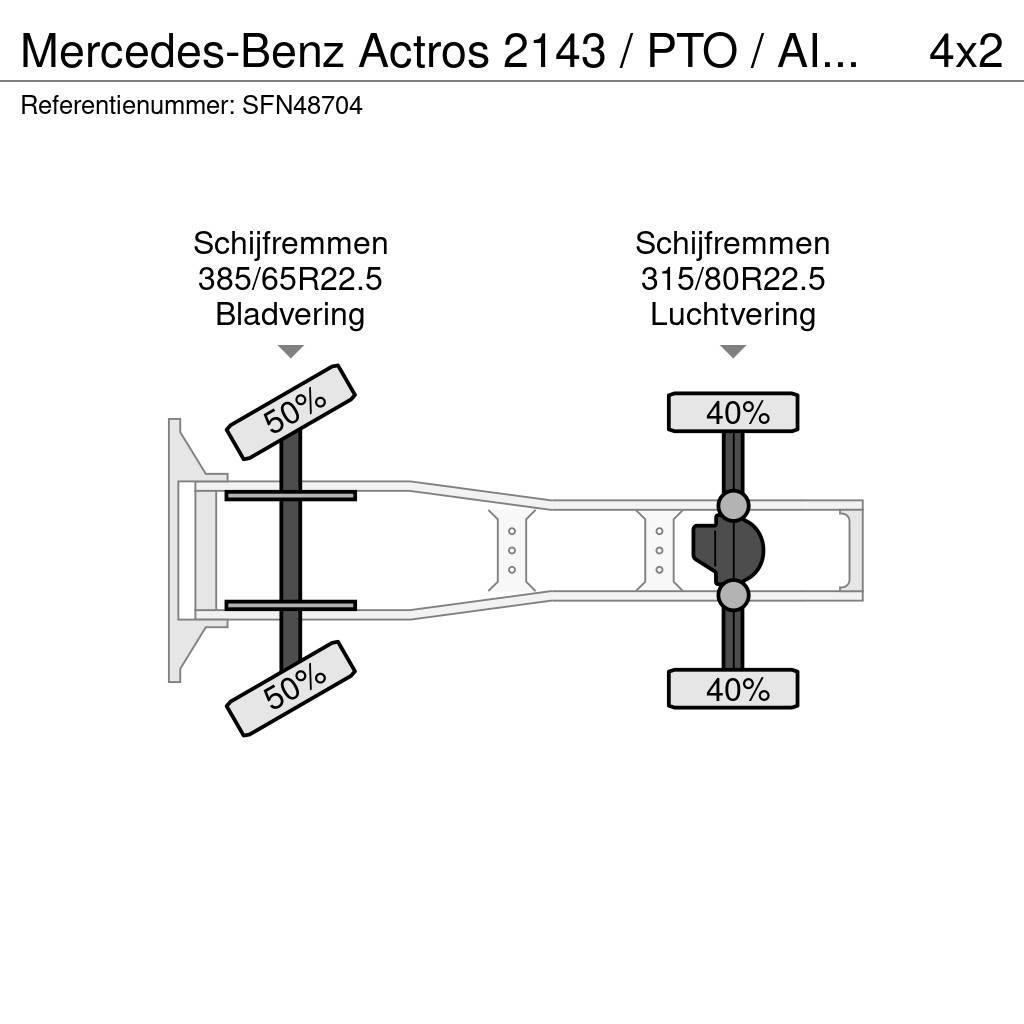 Mercedes-Benz Actros 2143 / PTO / AIRCO/ 10 ton vooras Sadulveokid