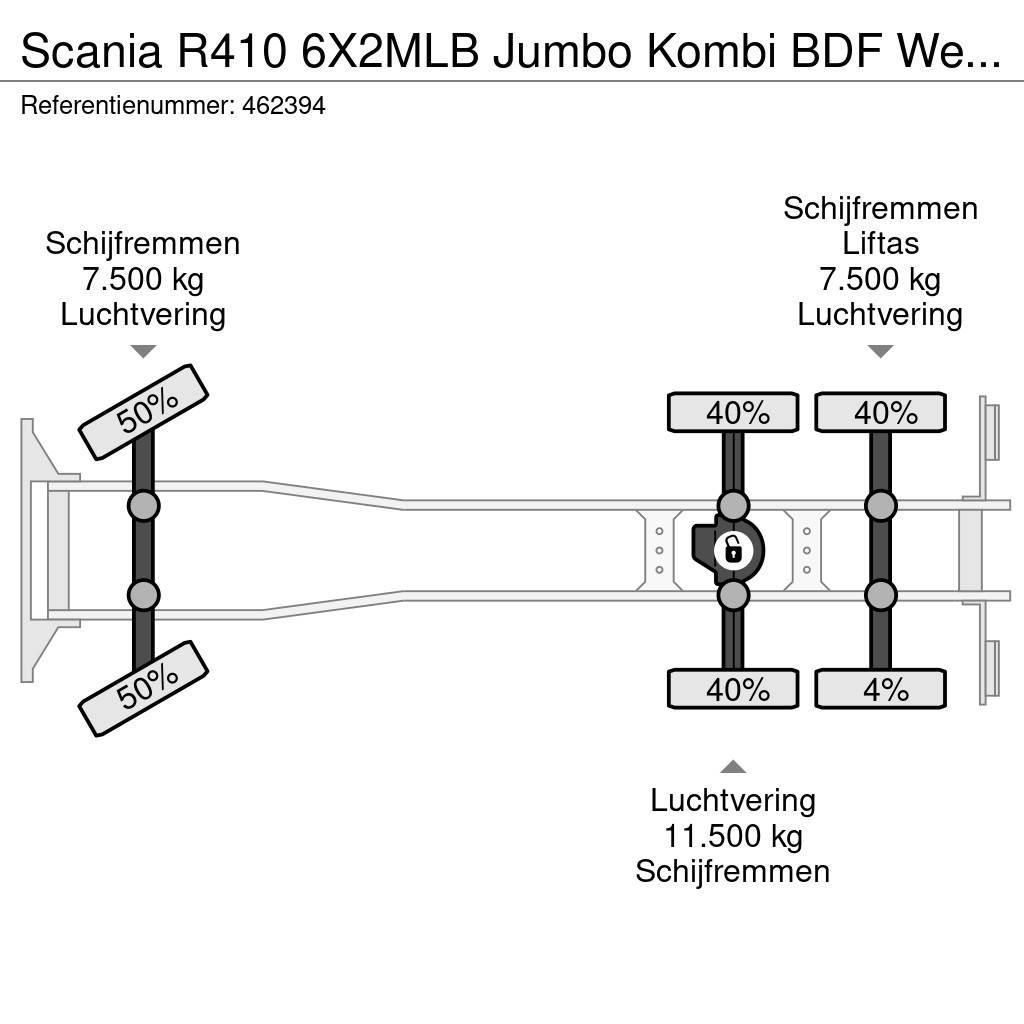 Scania R410 6X2MLB Jumbo Kombi BDF Wechsel Hubdach Retard Trossüsteemiga vahetuskere veokid