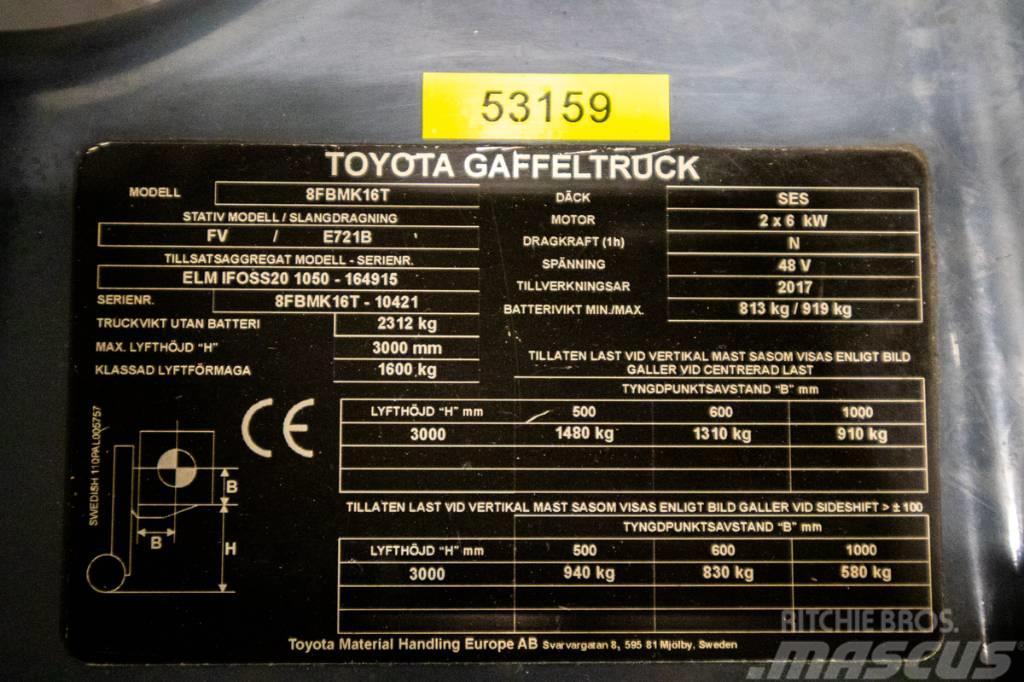 Toyota 8FBMK16T, PRISSÄNKT, motviktstruck m låga timmar Elektritõstukid