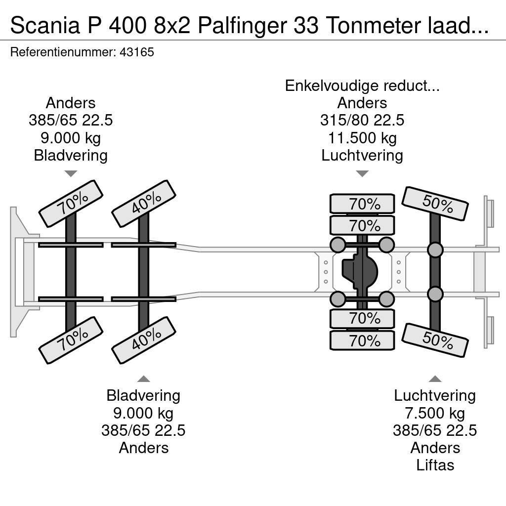 Scania P 400 8x2 Palfinger 33 Tonmeter laadkraan Konksliftveokid