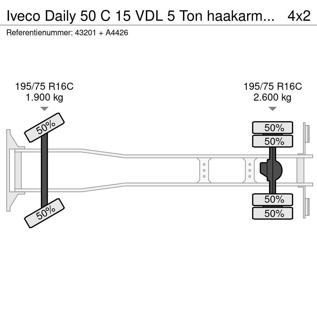 Iveco Daily 50 C 15 VDL 5 Ton haakarmsysteem + laadbak Konksliftveokid