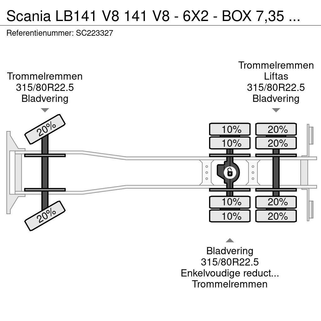 Scania LB141 V8 141 V8 - 6X2 - BOX 7,35 METER Madelautod