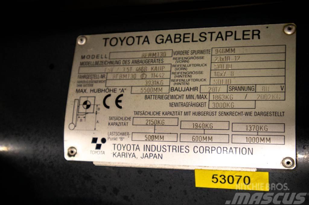 Toyota 8FBMT30, motviktstruck med 5,5 meters lyfthöjd Elektritõstukid