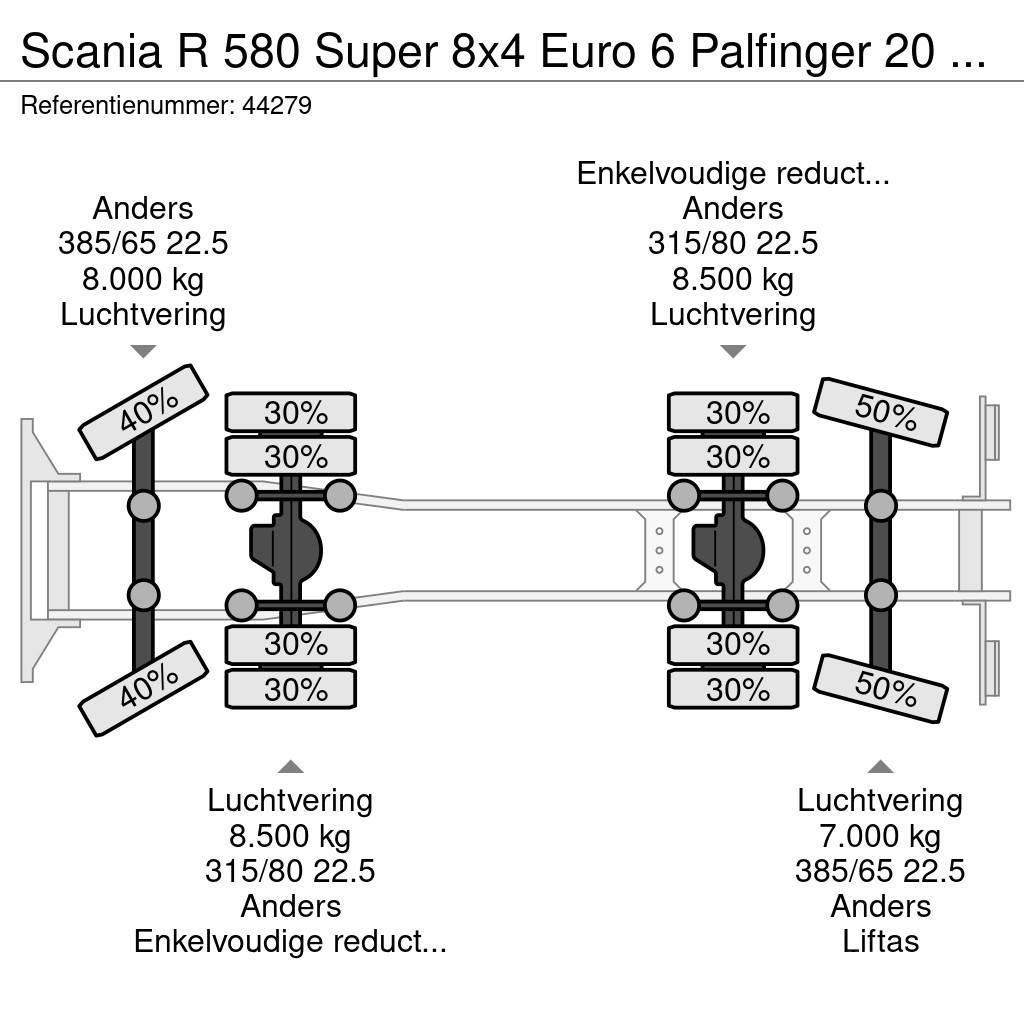 Scania R 580 Super 8x4 Euro 6 Palfinger 20 Ton haakarmsys Konksliftveokid