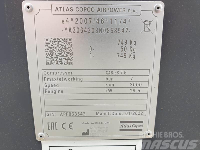 Atlas Copco XAS 58-7 G 6 WHEELS N.B. Kompressorid