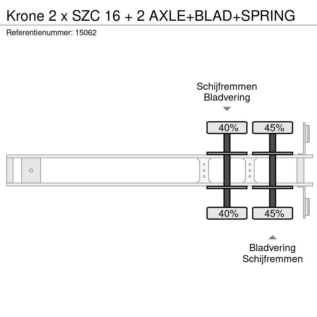 Krone 2 x SZC 16 + 2 AXLE+BLAD+SPRING Konteinerveo poolhaagised