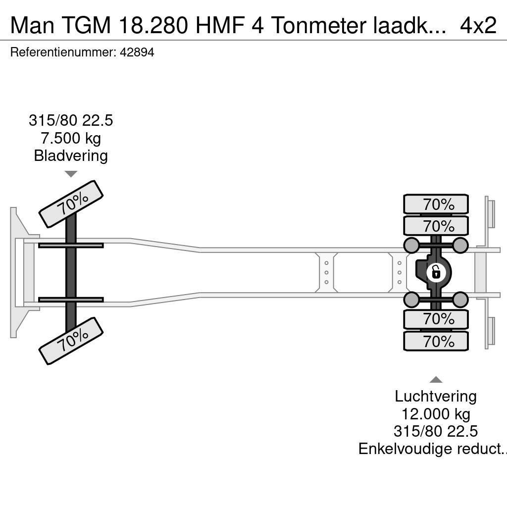 MAN TGM 18.280 HMF 4 Tonmeter laadkraan Konksliftveokid
