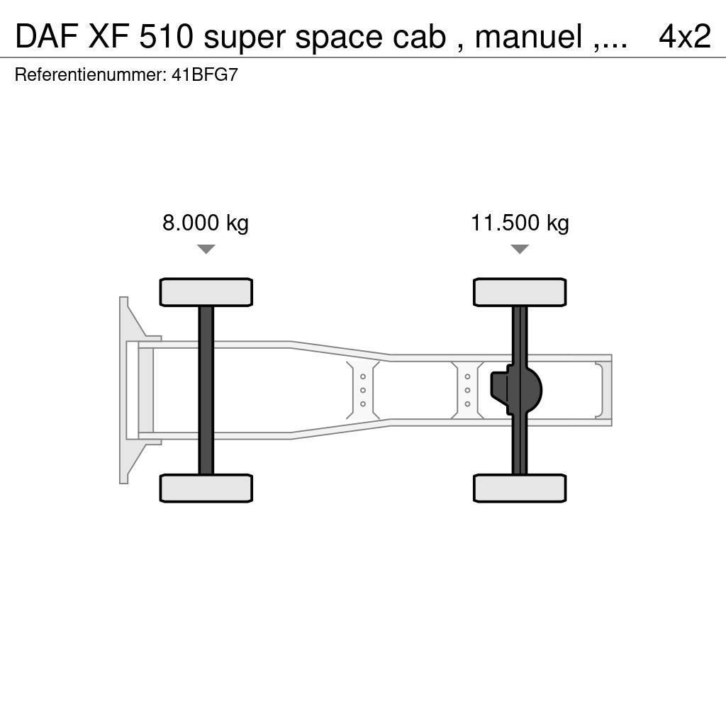 DAF XF 510 super space cab , manuel , euro 6, top cond Sadulveokid