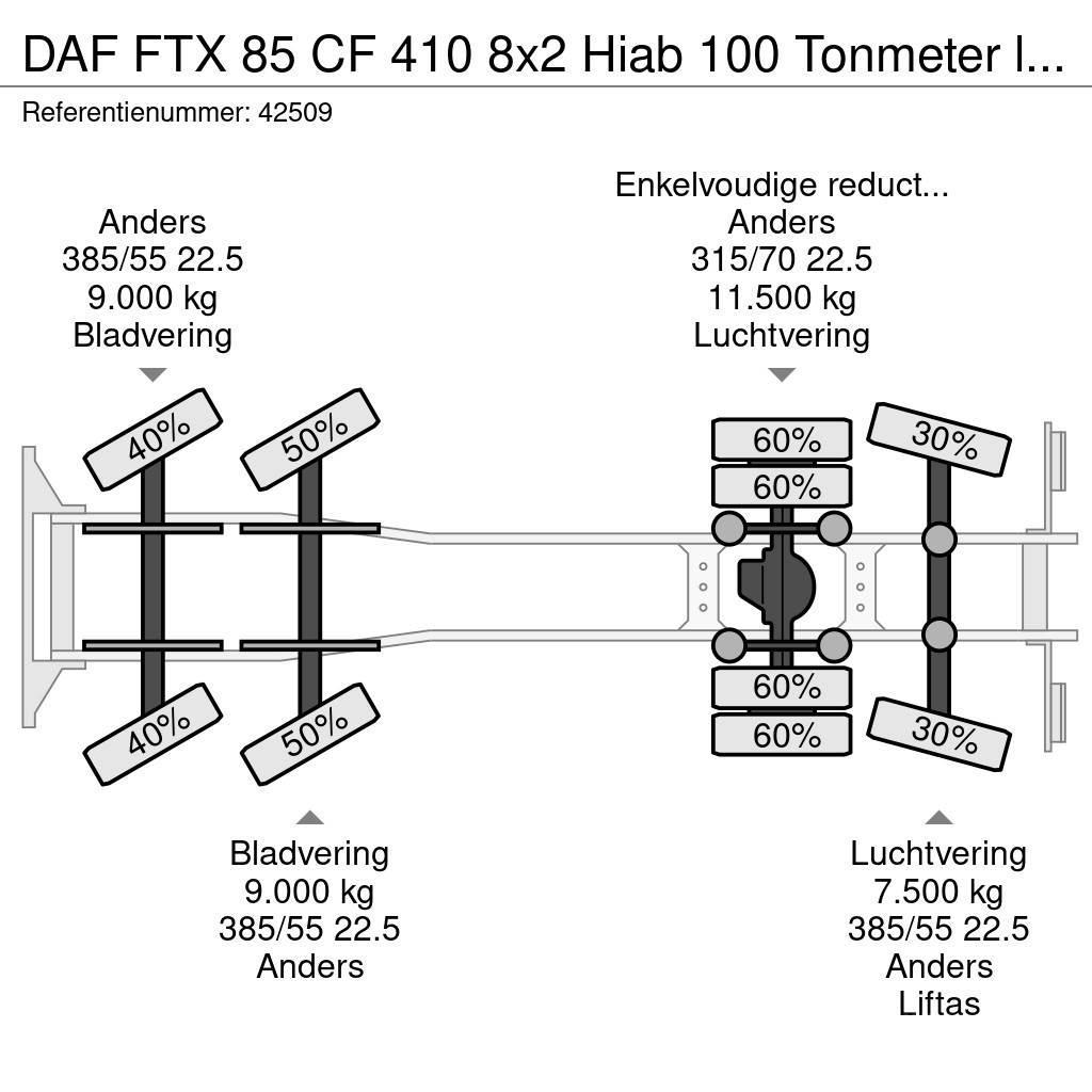 DAF FTX 85 CF 410 8x2 Hiab 100 Tonmeter laadkraan + Fl Maastikutõstukid