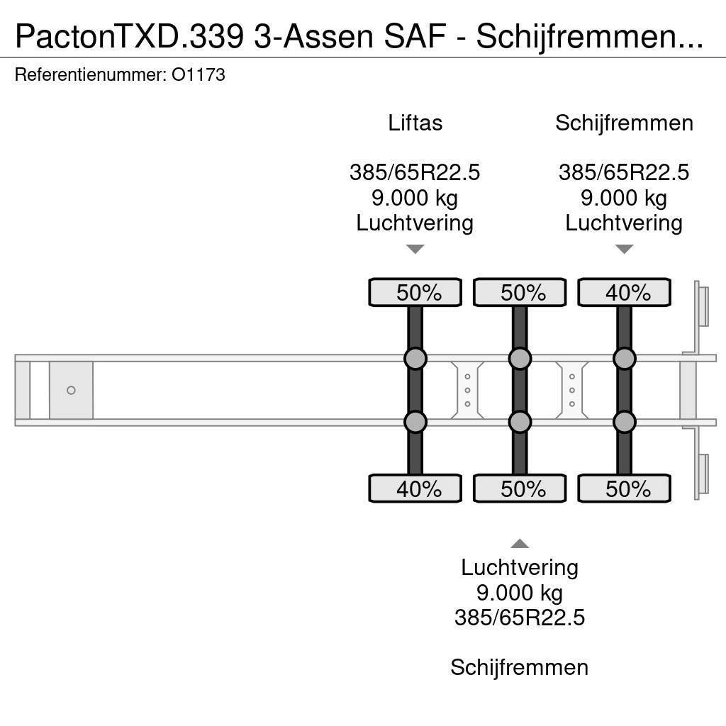 Pacton TXD.339 3-Assen SAF - Schijfremmen - Liftas - Kooi Madelpoolhaagised