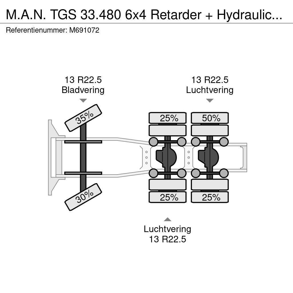 MAN TGS 33.480 6x4 Retarder + Hydraulics 96 t. Sadulveokid