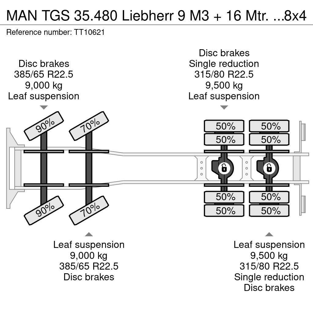 MAN TGS 35.480 Liebherr 9 M3 + 16 Mtr. Belt/Band/Förde Betooniveokid