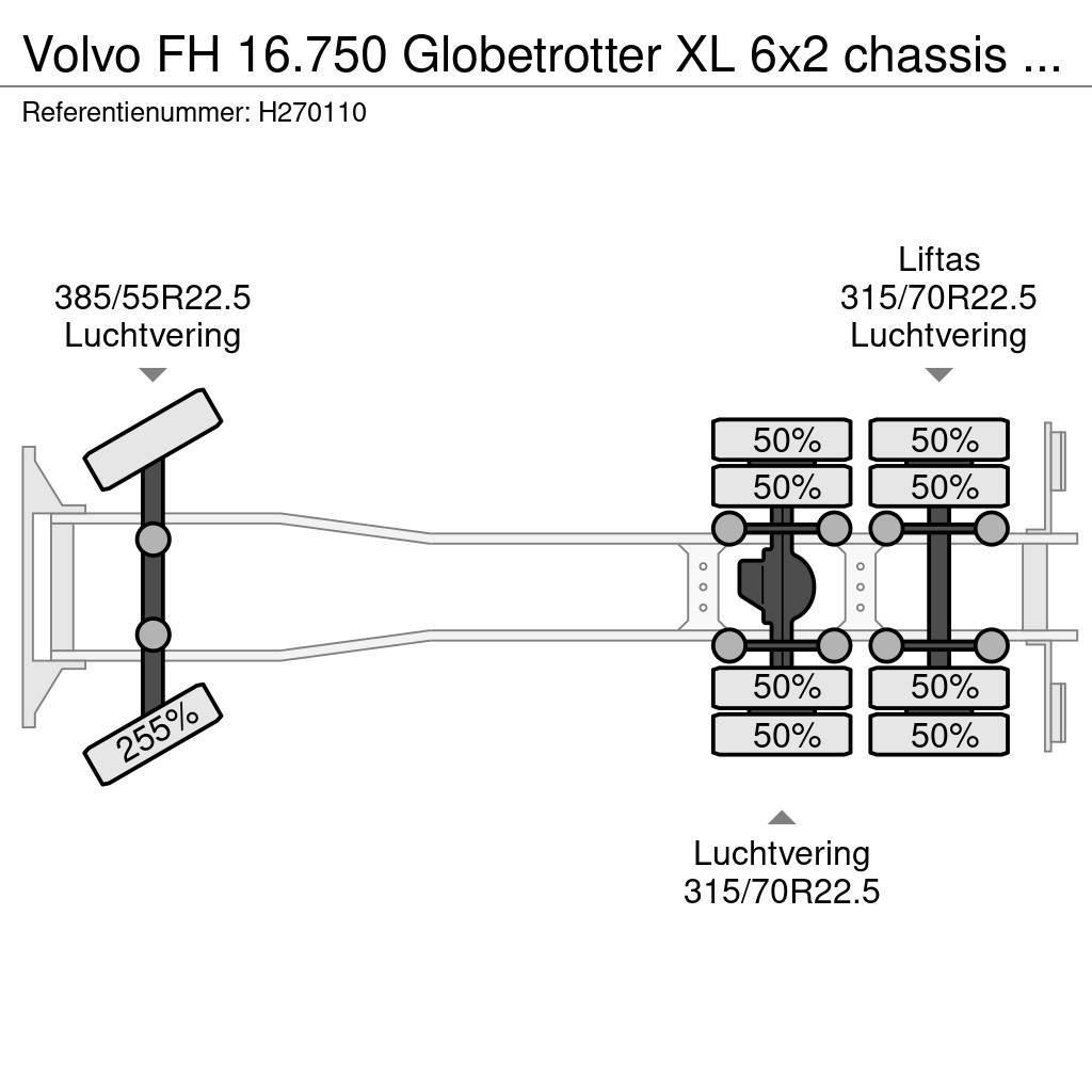 Volvo FH 16.750 Globetrotter XL 6x2 chassis - Retarder - Raamautod