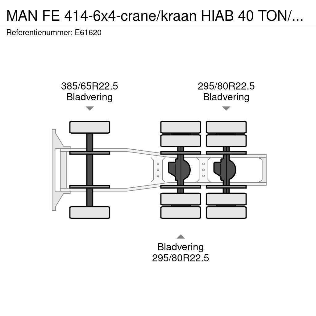 MAN FE 414-6x4-crane/kraan HIAB 40 TON/M -5xHYDR. Sadulveokid