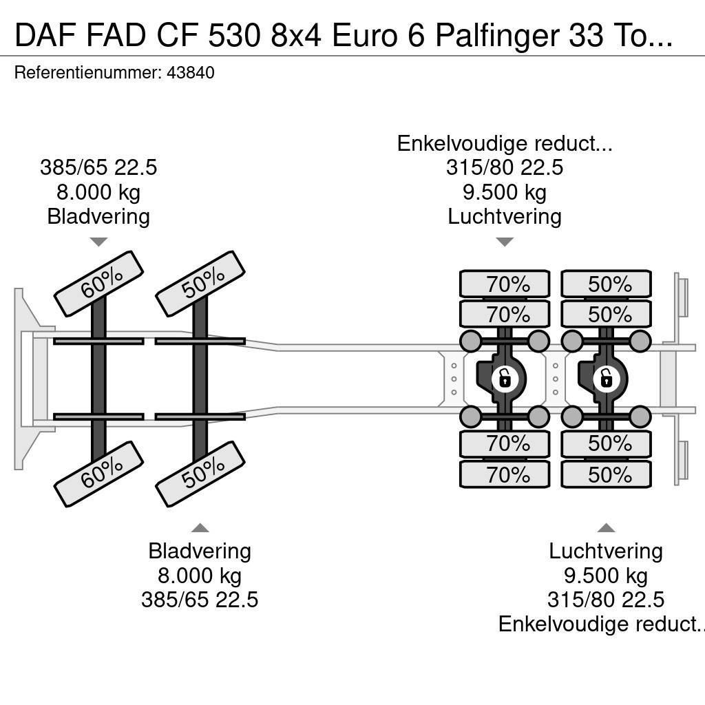 DAF FAD CF 530 8x4 Euro 6 Palfinger 33 Tonmeter laadkr Konksliftveokid