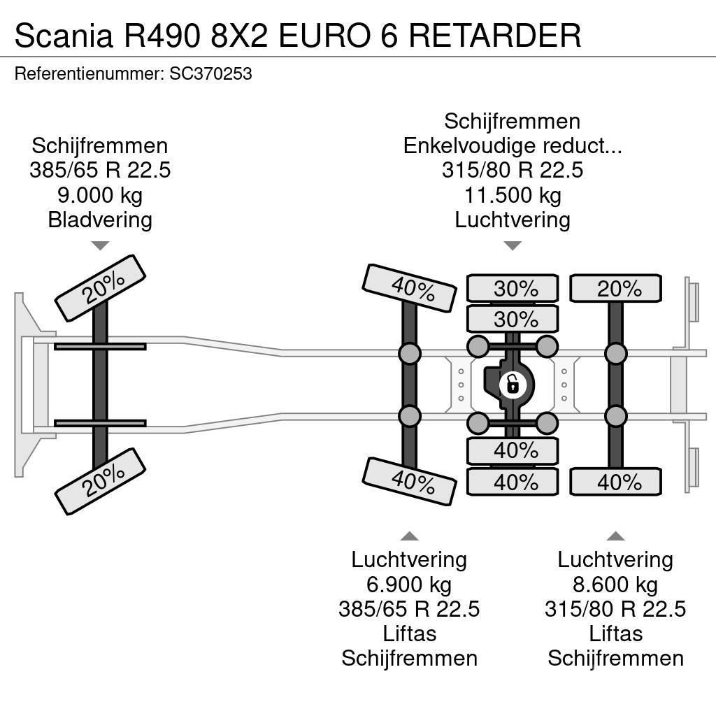 Scania R490 8X2 EURO 6 RETARDER Raamautod