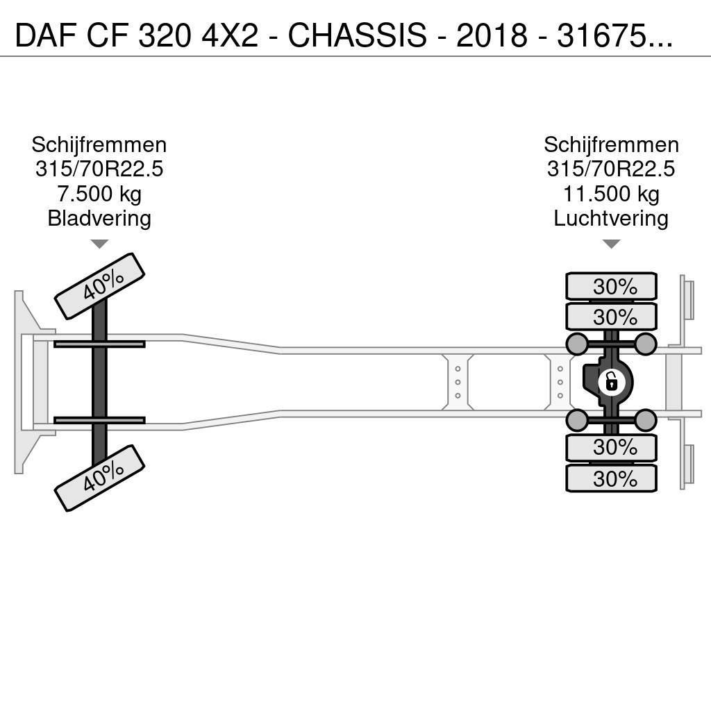 DAF CF 320 4X2 - CHASSIS - 2018 - 316750KM - LAADKLEP Raamautod