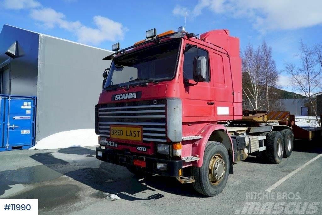 Scania R143H truck w/ 1977 Ohna Machine trailer. Sadulveokid