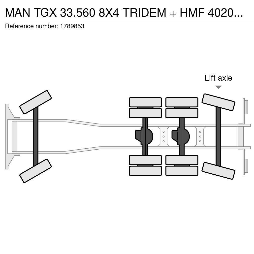 MAN TGX 33.560 8X4 TRIDEM + HMF 4020-K8 KRAAN/KRAN/CRA Kraanaga veokid