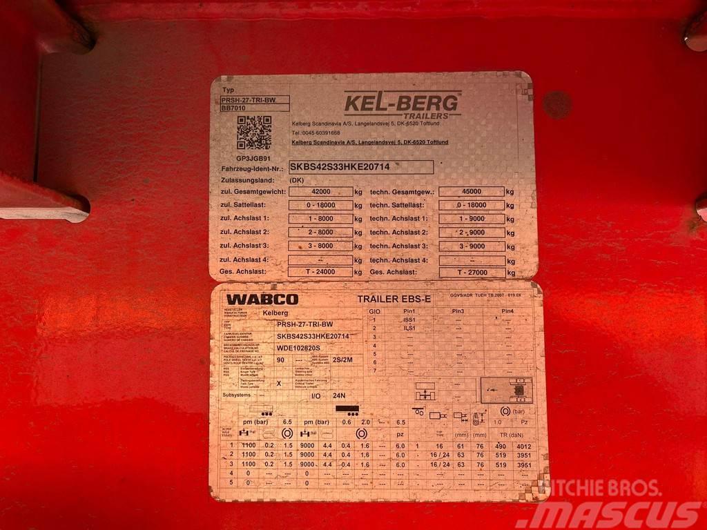 Kel-Berg PRSH-27-TRI-BW HIAB 228E-4 / PLATFORM L=12400 mm Flatbed/Dropside semi-trailers