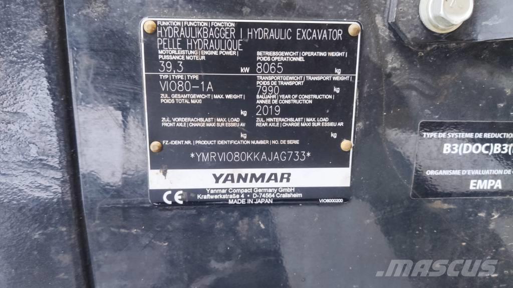 Yanmar Vio 80-1A Väikeekskavaatorid 7t-12t