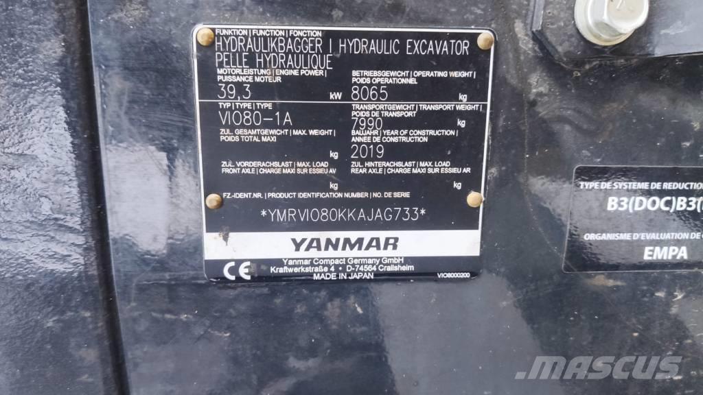 Yanmar Vio 80-1A Midi excavators  7t - 12t