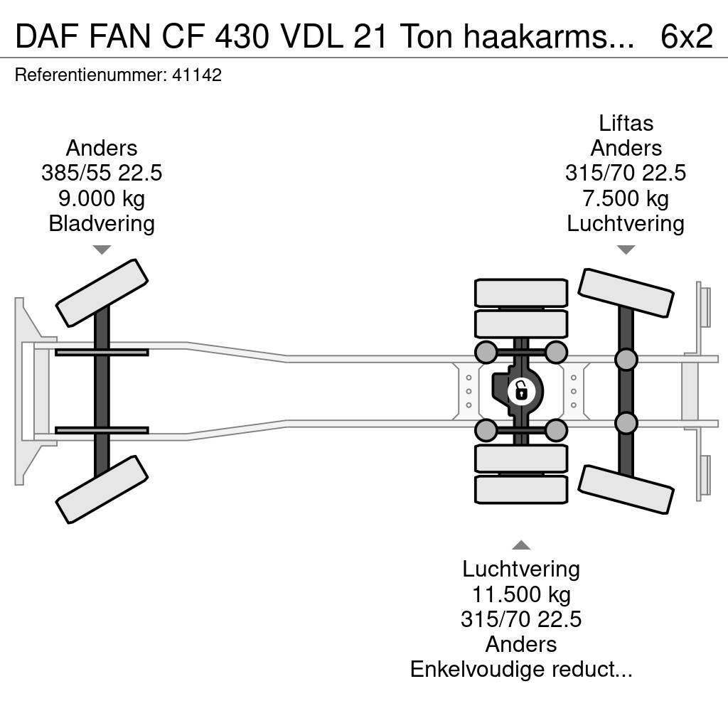DAF FAN CF 430 VDL 21 Ton haakarmsysteem Konksliftveokid