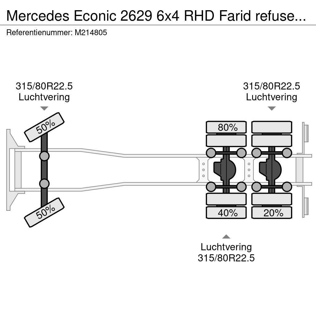 Mercedes-Benz Econic 2629 6x4 RHD Farid refuse truck Prügiautod