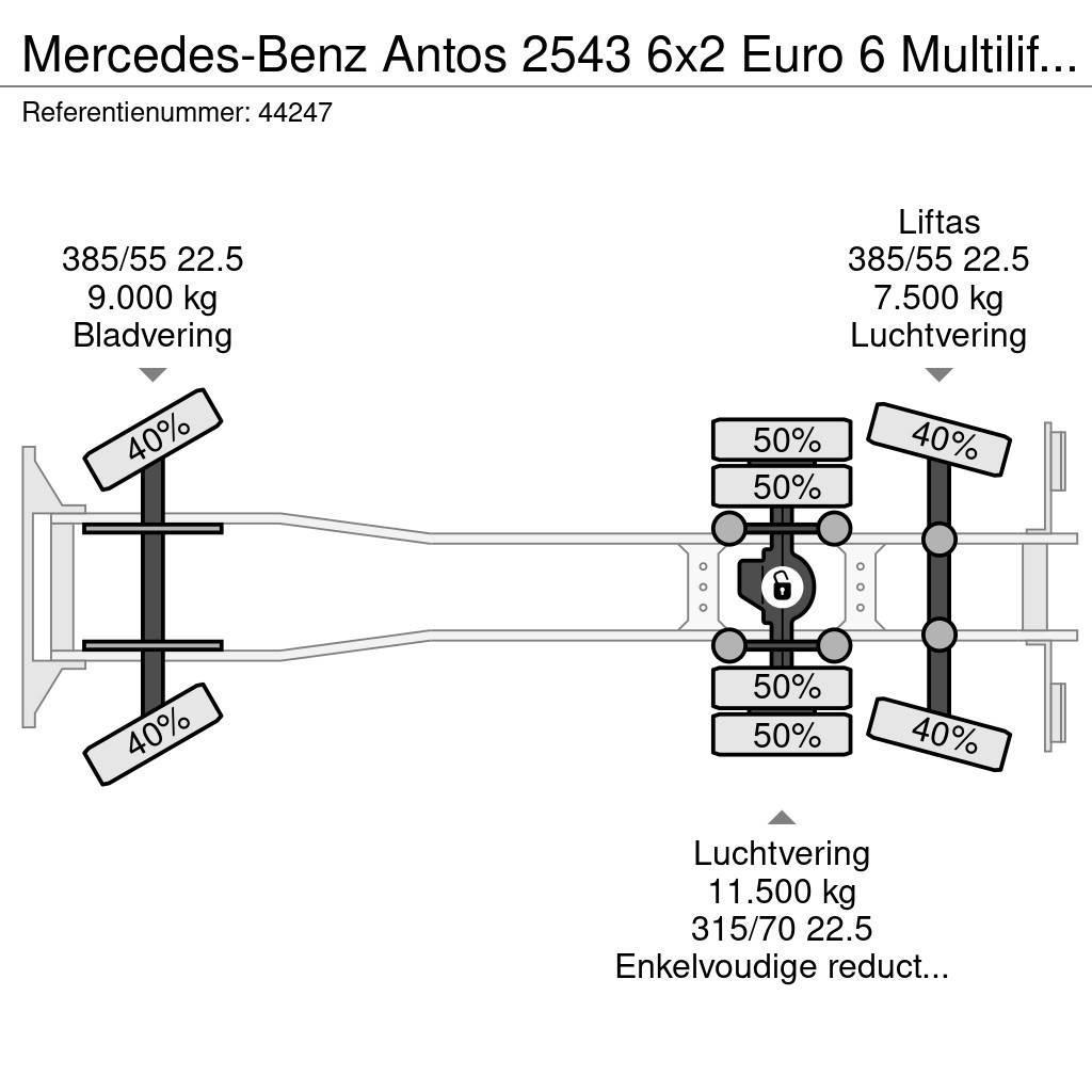Mercedes-Benz Antos 2543 6x2 Euro 6 Multilift 26 Ton haakarmsyst Konksliftveokid