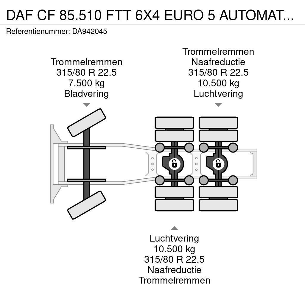 DAF CF 85.510 FTT 6X4 EURO 5 AUTOMATIC + ZF INTARDER + Sadulveokid