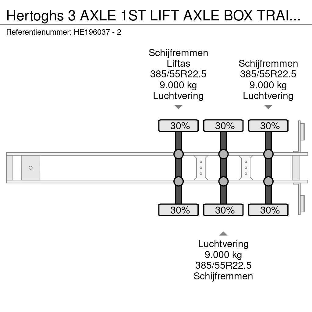  Hertoghs 3 AXLE 1ST LIFT AXLE BOX TRAILER Furgoonpoolhaagised