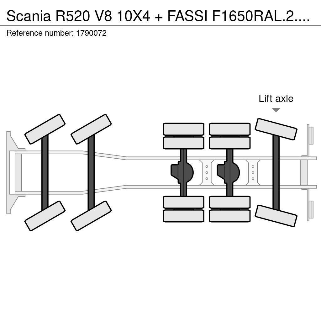 Scania R520 V8 10X4 + FASSI F1650RAL.2.28 + JIB L616L KRA Kraanaga veokid