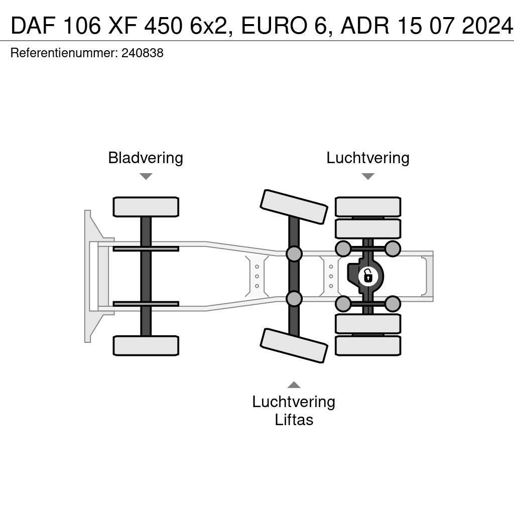DAF 106 XF 450 6x2, EURO 6, ADR 15 07 2024 Sadulveokid